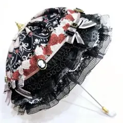ハンドメイド ミニチュア カメオ付き 傘 ドール用 ゴスロリ 姫系 ローズ柄 ハンドメイド ミニチュア カメオ付き 傘 ドール用 ゴスロリ 姫系