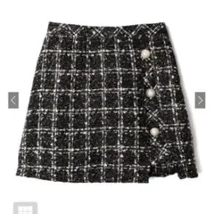 GRL インパン裏地付きアシンメトリーツイードチェックミニスカート　ai48