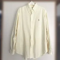 90s RALPH LAUREN美品イエロー ストライプB.D.長袖シャツ 9号