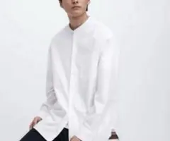 【UNIQLO】 EFCオーバーサイズスタンドカラーシャツ（白•Sサイズ）