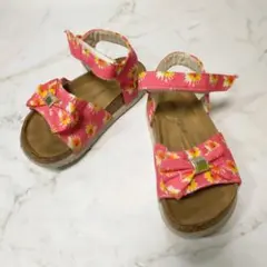 18 花柄リボンサンダル ピンク