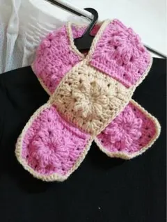 手編み♦️モチーフつなぎのミニマフラー