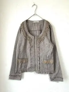 axes femme アクシーズファム ノーカラー ジャケット レース Mのサムネイル