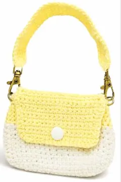 かぎ針編み ミニバッグチャーム ポーチ 小物入れ【選べる5色】イエロー