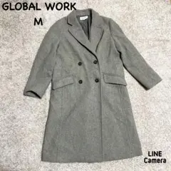 GLOBAL WORKグレー長袖チェスターコートM