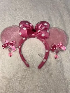 レア　ミニー　リボン　イヤリングカチューシャ　ピンク　水玉 タグなし