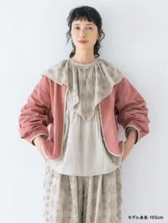 kazumi×Samansa Mos2 リバーシブルジャケット　レッド　ベージュ