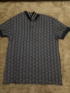 Lacoste ネイビー 幾何学模様 ポロシャツ