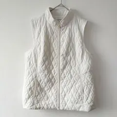 Croft&Barrow ダイヤキルト 中綿 ジップアップ ベスト L 白のサムネイル