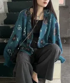 JEANASiS 花柄 ラメ フラワー カーディガン