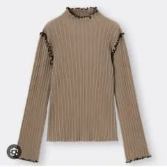 GU リブメローハイネックセーター ブラウン