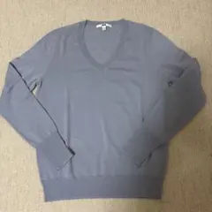 ユニクロブルーグレー Vネック ニットセーター 長袖　Mサイズ