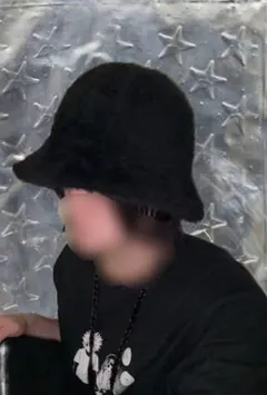 ファー風 バケットハット ブラック