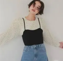 お値下げしました！titivateビスチェセット袖シアードットブラウス