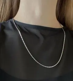 再販【シルバー】ステンレス　華奢セザンヌボックスチェーン　ネックレス