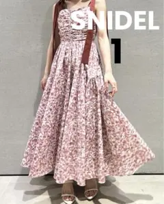 スナイデル snidel ショルダーリボンフラワーワンピース ワイン　1★新品