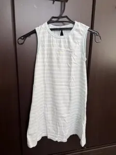 水色ストライプノースリーブワンピース 130cm