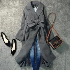 ロッソ アーバンリサーチ カシミヤ混 ウエストマークリボン ロングコート 38