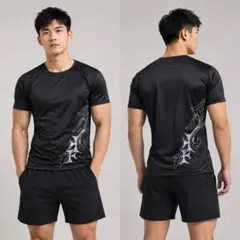新品 メンズ ジムウェア Tシャツ M 半袖 速乾 タイトフィット 筋トレ