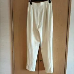 白ロングパンツ 裾スリット ボトム ブーツカット 脇ゴム お洒落 ストレート