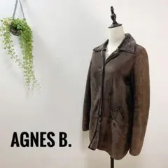 A503 agnes b ムートンコート ボア ブラウン ラム 羊革 冬 本革