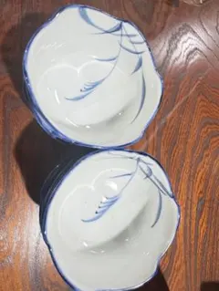 波型の白青花模様ボウル 6 個セット