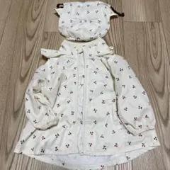 プティマイン　さくらんぼ　はっ水 収納袋つきポケッタブル総柄ウィンドブレーカー