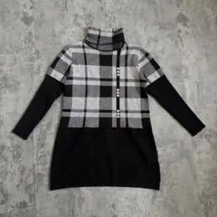 チェック柄　タートルネック　ニット　vintage レトロ　アンティーク