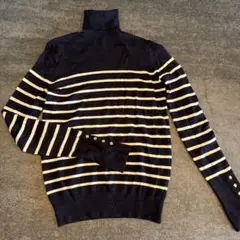タートルネック ボーダー ニット
