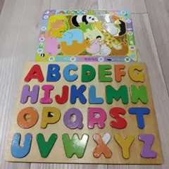 ​【知育玩具】木製 アルファベットパズル どうぶつ パズル 2点 セット