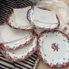 KENZO花柄 赤い縁取り 皿5枚セット