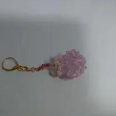 ピンク花形ビーズチャーム 約5cm