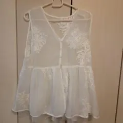 LEPSIM 花柄刺繍 シアーブラウス ホワイト Fのサムネイル