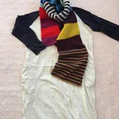 値下げ中！Bshop購入フィルメランジェ ラグランロングワンピース 白×ネイビー