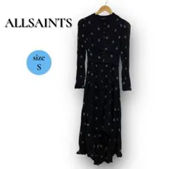 ALLSAINTS 刺繍 ティアード ロングワンピース ブラック Sのサムネイル