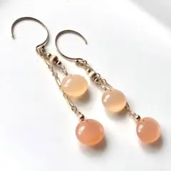 確認用ページ ピーチムーンストーン バイカラー ピアス 14kgf