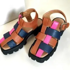 新品 ロデオクラウンズ 厚底サンダル マルチカラー グルカサンダル Y2K Mのサムネイル