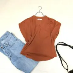 IEDIT/イディット◇ゆったりフレンチスリーブプルオーバー『S』キーネック