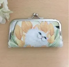 がま口印鑑ケース♡小物ケース　ペルシャ猫　花柄　④