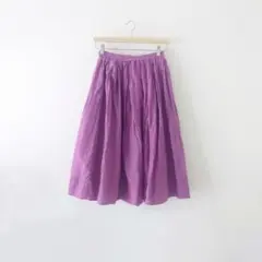 【美品】DEICY　デイジー　シルク素材膝下丈フレアスカート　パープル　Fサイズのサムネイル