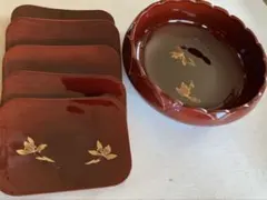 春慶塗、菓子器と銘々皿5客