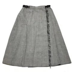 NEW YORKER　チェック柄　ひざ丈巻きスカート　フリンジ　ヴィンテージ