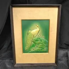 Metalwork, Painting, Fine Art, Peacock, 47 x 35 cm, Interior Decor, Antique, Collectible