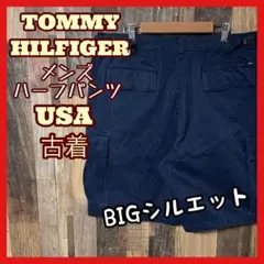 ネイビー XL 36トミーヒルフィガー ハーフ ショート メンズ パンツ 古着