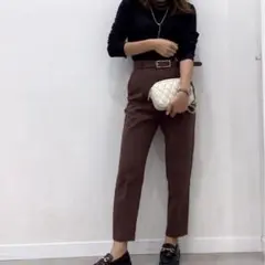 GU ハイウエストテーパードパンツ M ブラウン 美品