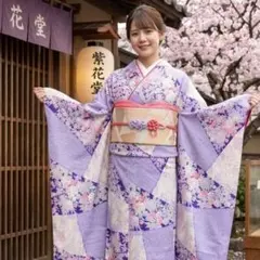 振袖　美品　完全フルセット　25点　成人式　結婚式　前撮り　紫　絞り柄