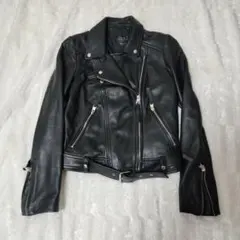ZARA羊革ブラック レザーダブルライダースジャケットМ
