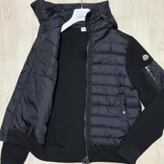 美品/L◎ MONCLER ハイブリッド ニット ダウンジャケット ブラックのサムネイル