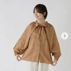 未使用 リンネルkazumiさん×a+koloni フリルブラウス ナチュラル 