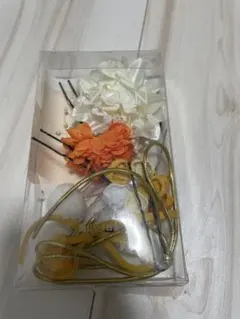 和装花飾りセット オレンジと白